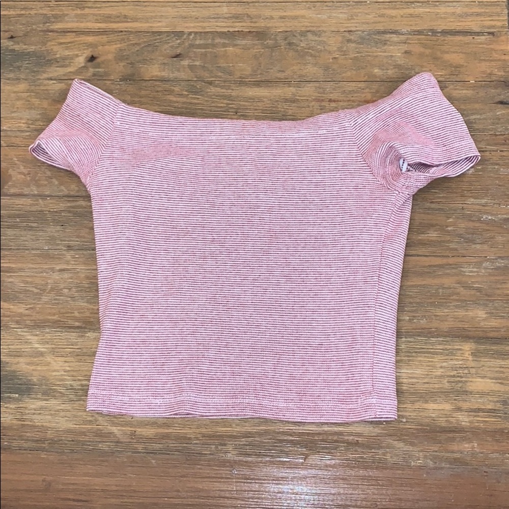 Striped crop top off the shoulder